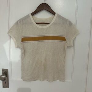 Madewell Women's Cream Tee with Gold Stripe